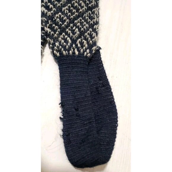 Vtg Rooster Rufflernit Square End Sock Tie Blue & White Wool & Mohair Necktie - Picture 3 of 6